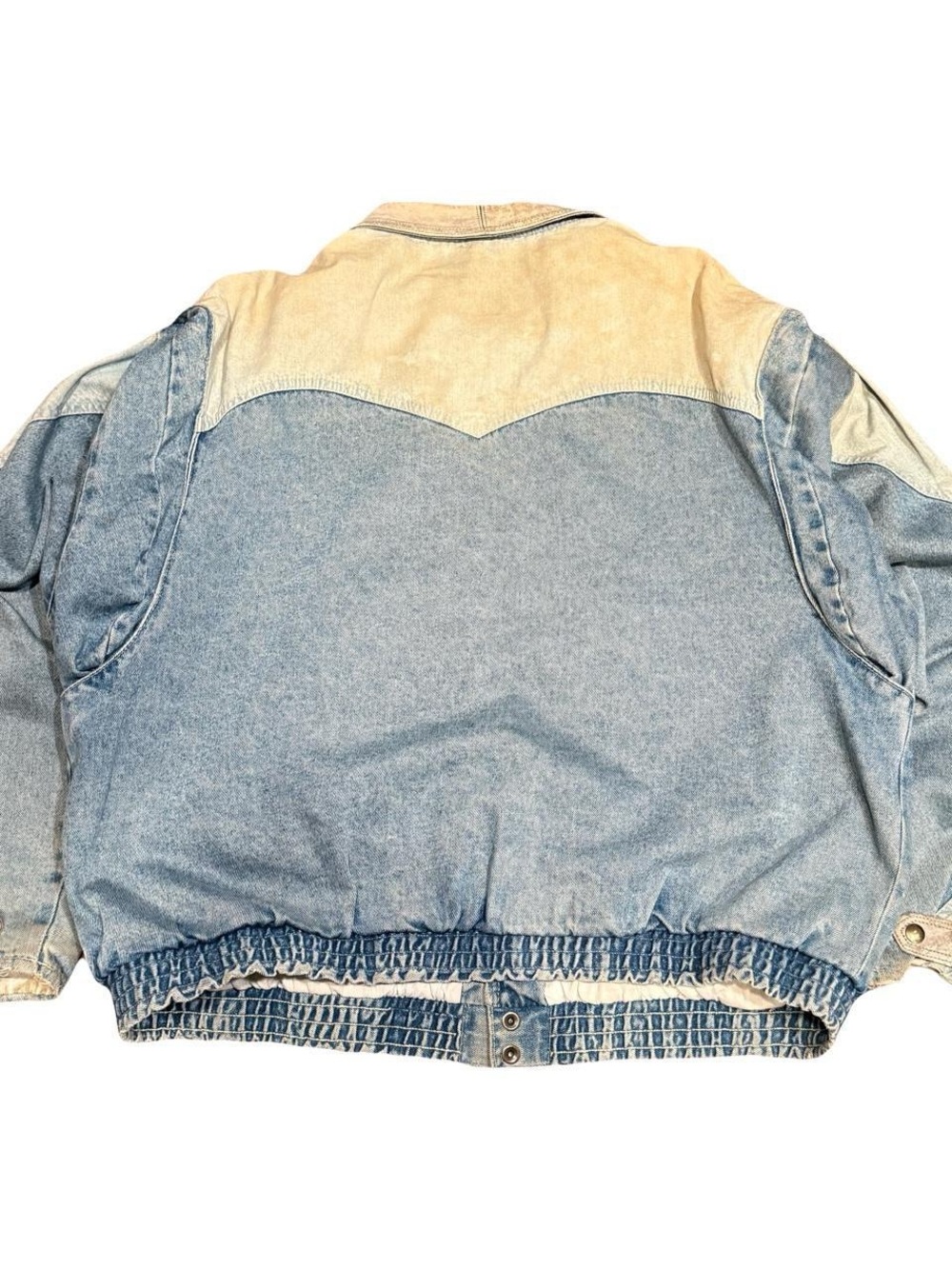 Vintage Unity Two Toned Denim Marty McFly Bomber 90s Jacket Made in Canada - Picture 2 of 3